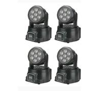 4 X PROIETTORE 7 LED LED RGB TESTA MOBILE ROTANTE EFFETTI DISCO WASH DMX