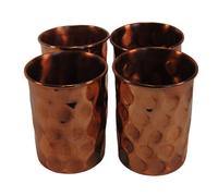 4 X Puro Elaborato Rame Ayurvedic Acqua Birra Becher Vetro Tazza Yoga Asta Gallo