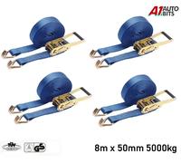 4 X Resistente 8 Misuratore X 50mm Cricchetto Legante Cinghia Camion Chiusura