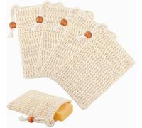 4 x sacchetti di sapone in sisal, 100% sisal naturale per il corpo e senza plastica, per residui di sapone, rete per sapone