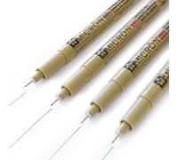 4 X Sakura Pigma Micron Pigmento Linea Sottile - XSDK005 - 0.2 - Nero/Blu/Rosso