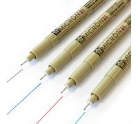 4 X Sakura Pigma Micron Pigmento Linea Sottile - XSDK01 - 0.25 - Nero/Blu/Rosso
