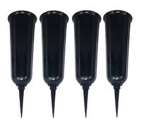 4 X Vaso Tomba Con Picchetto Vaso da Cimitero Plastica Fiori Grabsteckvase Nero