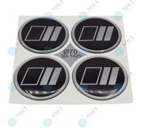 4 X YOU.S Coprimozzo Adesivi In Silicone 70,0 Mm - Nero Argento Autoadesivi