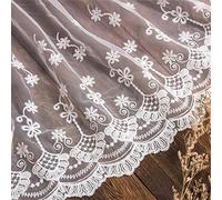 4 Yards 32 cm Stoffa Ricamata in Pizzo Bordo e Nastro in Tulle - Passamaneria Merletto Macramè Plissettato, 03-Bianco-Latte Seta
