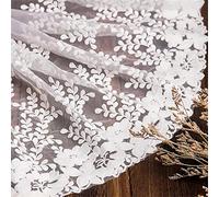 4 Yards 32 cm Stoffa Ricamata in Pizzo Nastro in Tulle Con Bordo in Pizzo Nastri di Pizzo Rotolo di Pizzo Bordo Passamaneria Pizzi Nastri Merletto Macramè Pizzo Plissettato,01-Bianco-Latte Seta