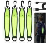 4 zaini a LED lampeggianti per la scuola, 3 modalità USB, ricaricabili tramite USB, riflettenti, luce di sicurezza per bambini, zaino e jogging