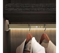 40-130cm Appendiabiti - Asta Guardaroba, Barra Per Armadio Resistente, Asta Per Armadio Con Illuminazione A LED, Asta Per Guardaroba Con Batteria Al Litio Integrata, Portata Di 75 Kg(Gold,125cm)