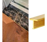 40 43 47 51 55 59 63in Long Gap Connecting Strips, Wood to Tile Floor Transition Strip Brass, Cuttable T Molding Threshold Divider Strip/Edge Trim Bar(Brass-L150cm/59",10x16mm)