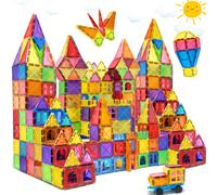 40/64/100 Pezzi Blocchi Magnetici, Giochi di Costruzione Magnetici, Lavagne Magnetiche - Gioco di Vestizione, Giochi di Costruzione Educativi STEM e Giocattoli Montessori per Apprendimento per Bambini