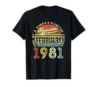 40 Anni Compleanno Uomo Donna Regalo Vintage Febbraio 1981 Maglietta