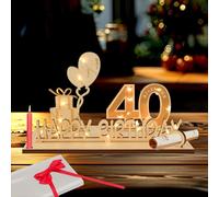 40 Anni Regali,Regalo di Denaro Compleanno 40 con Catena Luminosa LED,40° Compleanno Decorazione,Biglietto Auguri Compleanno 40 Anni,Libro Degli Ospiti in Legno,Regali per il 40° Compleanno Uomo Donna