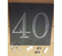 '40' Ardesia Casa Numero Porta Placca Cartello Con Coronata Viti