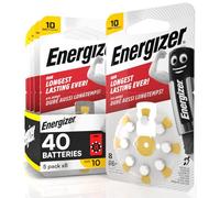 40 Batterie Acustiche Energizer per Apparecchi Acustici Auricolari Misura 10 Giallo Senza Mercurio - 5 Confezioni da 8 Pile
