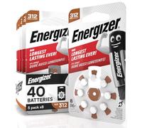 40 Batterie Acustiche Energizer per Apparecchi Acustici Auricolari Misura 312 Marrone con Tecnologia PowerSeal - 5 Blister da 8 Pile