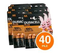 40 BATTERIE DURACELL PLUS PILE ALCALINE STILO AA LUNGA DURATA SCADENZA 2034