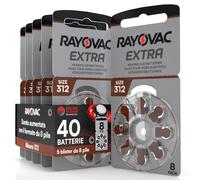 40 Batterie PILE RAYOVAC Extra 312 per Apparecchi Acustici PROTESI udito PR41