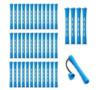 40 bigodini in plastica per permanente, antiscivolo, con elastico in gomma, per capelli corti e lunghi da donna (blu, 0,9 cm)
