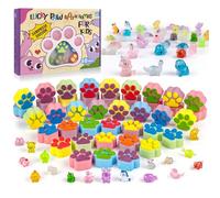 40 bombe da bagno per bambini con sorpresa all'interno, grande numero per bambini Paw Shape Bath Bombs Gift Set, Natural Organic Kids Bubble Bath Fizzy for Girls Boys with Bath Toys Interno