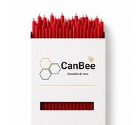 40 Candele Sottili Rosse in Cera d’Api Naturale 21 cm x 6,5 mm - Lunga Durata, Combustione Pulita Senza Fumo - Ideali per Rituali, Meditazione e Yoga - CanBee
