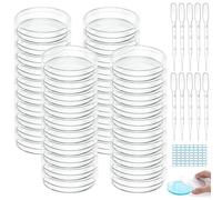 40 ciotole Petri, 55 x 13 mm, in plastica con coperchio, trasparente, sterile, con 10 contagocce in plastica e 1 adesivo, per cultura di laboratorio