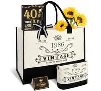 40° compleanno regali per donne tela shopping bag attrezzature da viaggio, 40 anni regali di compleanno per mamma moglie amici, vintage 1985 borsa & trousse cosmetica & poster di compleanno