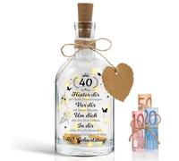40° Compleanno Regalo di Denaro - Grande Luce LED 17,5 cm, Bottiglia Illuminata per Donna Uomo - Decorazione per Matrimonio, Natale, Idea Regalo