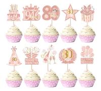 40 confezioni da 80th Cupcake Toppers Hello 80 Straight Outta 1946 Compleanno Decorazione per torta Happy 80th Birthday Best Wishes 80 Years Decorazione per torta di compleanno, matrimonio