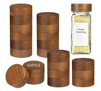 40 coperchi in legno per barattoli di spezie, coperchi ermetici per barattoli da 113,4 g e 226,8 g, riutilizzabili con guarnizione in plastica per freschezza