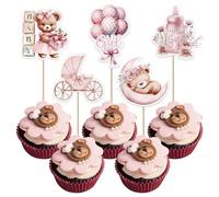40 decorazioni per torte per bambini, decorazione per cupcake, con orsi, palloncini, decorazioni per passeggini, cupcake, decorazioni per il sesso, per feste, torte, colore rosa