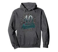 40 e Celebrazione Regalo di Compleanno cronicamente Impressionante Felpa con Cappuccio, Unisex per Adulti, Grigio Scuro, M