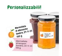 40 Etichette Personalizzate per vasi di marmellata, confetture, miele, conserve e distillati - 60x30mm - Adesivi colorati per vasi, scatole, confezioni etc. (icone frutta)