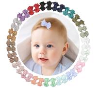 "40 fiocchi per capelli da 1,5 pollici per neonati con fermagli a scatto - 20 mini fermagli per capelli colorati per bambine, neonati e bambini piccoli con capelli fini"