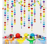 40 Ft arcobaleno, ghirlanda di carta colorata da appendere, a forma di cuore, a forma di serpente, multicolore, per compleanno, anniversario, fidanzamento, matrimonio, San Valentino, festa