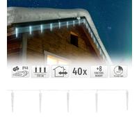 40 Ghiaccioli a LED bianco freddo decorazione per Natale da esterno con timer