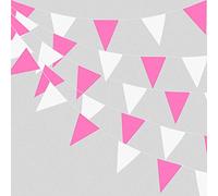 40 metri di tessuto rosa e bianco, bandierine triangolari per esterni, per ragazze e donne, decorazioni per feste di compleanno, per matrimoni, anniversari, festa della mamma, San Valentino