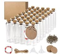 40 Mini Bottiglie di Vetro 20 ml con Tappo Sughero,per Matrimonio Bomboniera Creazione,Barattolo Vetro con Etichette- Barattoli Porta Spezie, Feste,Erbe o tè Circa Stoccaggio