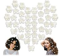 40 mini fermagli con perle, per donne e ragazze, graziosi, artificiali, a forma di margherita, farfalla, decorazione per capelli, accessori per capelli (fiori, margherite, libellule, farfalle)
