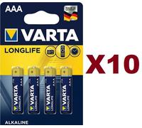 Varta Longlife, Batteria Alcalina, AAA, Micro, LR03, 1.5V, Blister da 4, Made in Germany