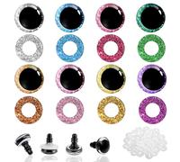 40 occhi di sicurezza glitter per Amigurumi 12 mm 3D glitter per bambole all'uncinetto con rondelle, 8 colori, occhi rotondi, occhi per bambole fai da te, giocattoli di peluche, decorazioni per