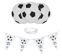 40 palloncini stampati da calcio, 2 nastri a palloncino e 1 bandiera, palloncini in lattice per calcio, compleanno, sport, feste a tema, forniture per feste per la Coppa del Mondo per bambini