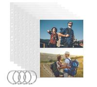 40 pcs Custodia Foto A4, Bustine Trasparenti, Porta Cartoline A4 con 2 Scompartimenti, Fogli Trasparenti con Anelli a Scatto in Metallo, per Fotografie e Cartoline, Pagine di Ricambio (210x150mm)