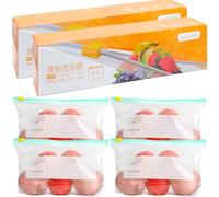 40 Pcs Sacchetti per Congelatore per Alimenti, Sacchetti Riutilizzabili con Cerniera, Sacchetti con Chiusura a Zip e Cursore,Sacchetti per Alimenti Senza BPA, Sacchetti per Congelatore Marcati, Medi
