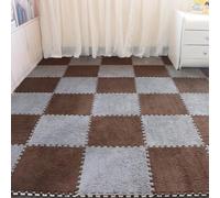 40 pezzi 1,0 cm, 12x12 pollici soffice tappeto morbido tappeto ispessito in schiuma EVA, piastrelle for tappeti ad incastro antiscivolo con bordo(Gray+dark Brown)