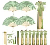 40 pezzi/20 pezzi/1 pezzo Set di ventagli pieghevoli verde chiaro - Adatto per celebrazioni di matrimonio, feste di compleanno, esibizioni di danza, feste di addio al celibato/nubilato, feste a tema v