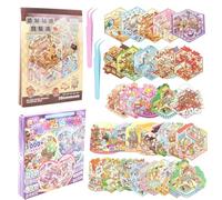 40 Pezzi Adesivi di Scena DIY 3D House Stickers Sticker Therapy Creativa | Adesivi Decorativi 3D per Scene di Case in Miniatura, Adesivi fai da te per la Casa con 2 Pinzette