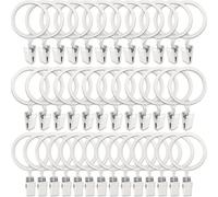 40 pezzi Anelli per tende neri con clip, ganci e anelli per appendere tende, fiocchi, anelli per tende con diametro interno di circa 3,3 cm, adatti per aste tende con diametro fino a circa 25,4 cm Tag