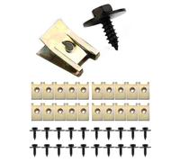 40 Pezzi Clip di Fissaggio per Auto,Dadi a U per Auto,20 Morsetti Ad Alette,20 Dadi Fissi per Lamiera,Clip di Fissaggio Tipo U in Metallo con Vite Autofilettante a Testa Esagonale per Parafango Auto