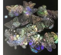 40 pezzi/confezione Adesivi glitter olografici, farfalle, luna, strass, adesivi decorativi trasparenti e impermeabili, etichette adesive in PET per scrapbooking, bullet journal, agenda, bottiglie d ac