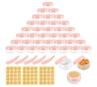 40 Pezzi Contenitori Cosmetici, 10ml Plastica Barattolini Plastica Piccoli, Mini Vuoti Vasetti Cosmetici, Contenitori Vuoti Trasparenti per Lozione, Crema con Tappo a Vite, Spatola ed Etichetta (Rosa)
